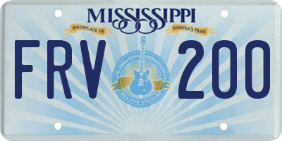 MS license plate FRV200