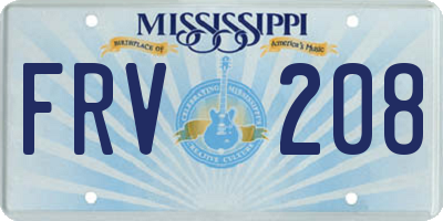 MS license plate FRV208