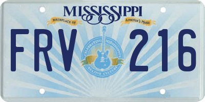 MS license plate FRV216