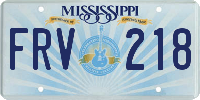 MS license plate FRV218
