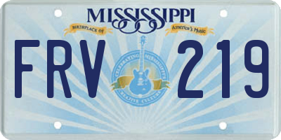 MS license plate FRV219