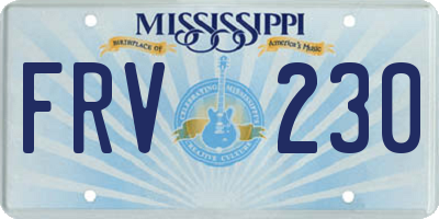 MS license plate FRV230