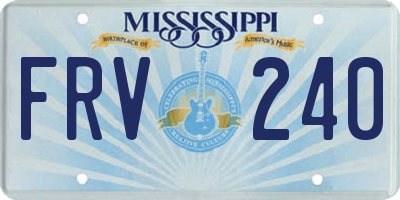 MS license plate FRV240