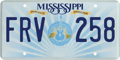 MS license plate FRV258