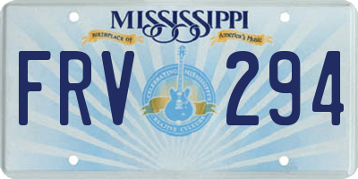 MS license plate FRV294