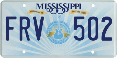 MS license plate FRV502