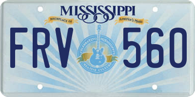 MS license plate FRV560