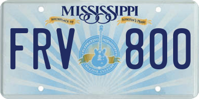 MS license plate FRV800