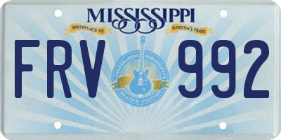 MS license plate FRV992