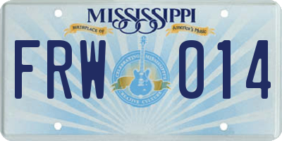 MS license plate FRW014