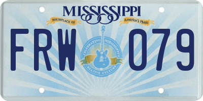 MS license plate FRW079