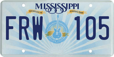 MS license plate FRW105