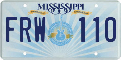 MS license plate FRW110