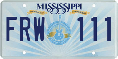 MS license plate FRW111