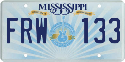 MS license plate FRW133