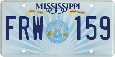 MS license plate FRW159