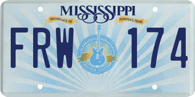 MS license plate FRW174