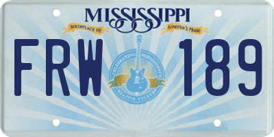 MS license plate FRW189