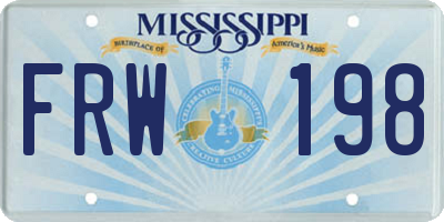 MS license plate FRW198
