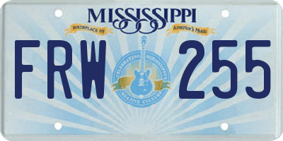 MS license plate FRW255