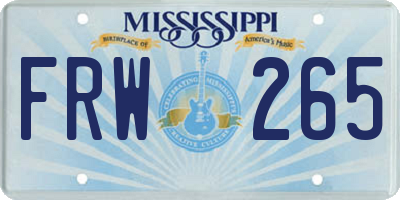 MS license plate FRW265