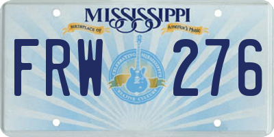 MS license plate FRW276