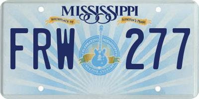 MS license plate FRW277