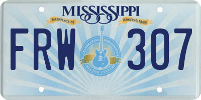 MS license plate FRW307