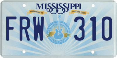 MS license plate FRW310