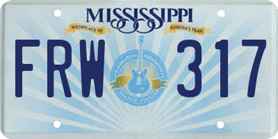 MS license plate FRW317