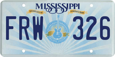 MS license plate FRW326
