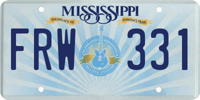 MS license plate FRW331