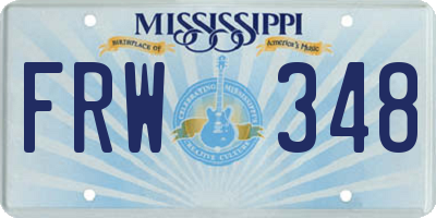 MS license plate FRW348