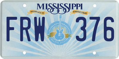 MS license plate FRW376