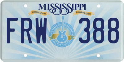 MS license plate FRW388