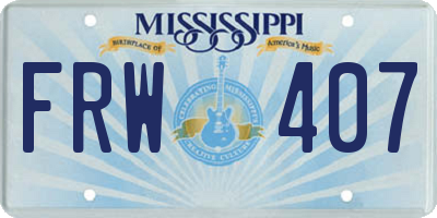 MS license plate FRW407