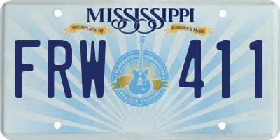 MS license plate FRW411