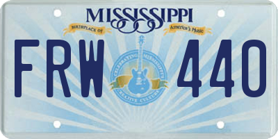 MS license plate FRW440