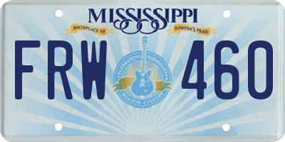 MS license plate FRW460