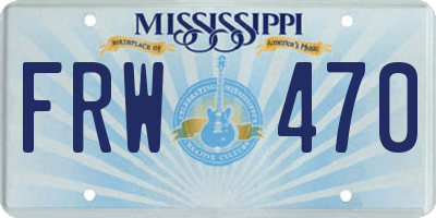 MS license plate FRW470