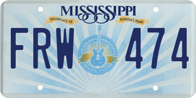MS license plate FRW474