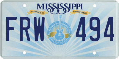 MS license plate FRW494