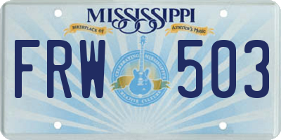 MS license plate FRW503