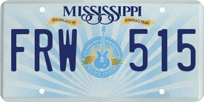MS license plate FRW515