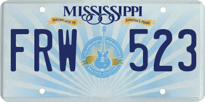 MS license plate FRW523