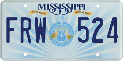 MS license plate FRW524