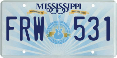 MS license plate FRW531