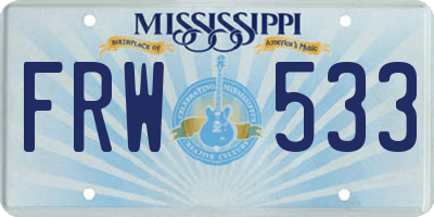 MS license plate FRW533