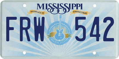 MS license plate FRW542