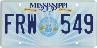 MS license plate FRW549